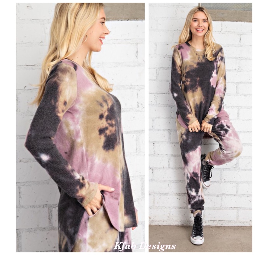 LAST! SOFT RUSTIC TIE DYE FLEECED LOUNGING TOP! - Picture 6 of 7
